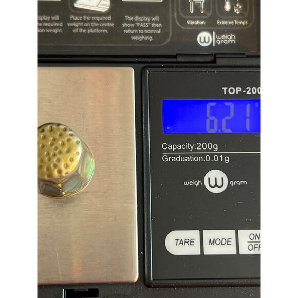 Vintage Alpaca Mexico Abalone Inlaid Thimble Floral Mother of Pearl .75" Estate - Picture 7 of 7